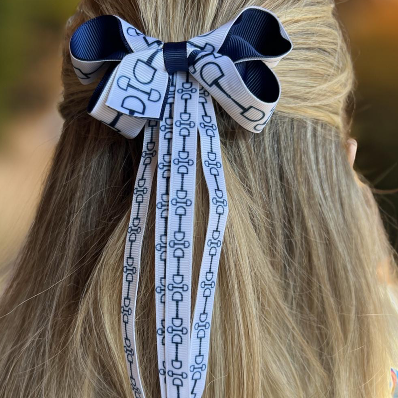 Westrian International - Equestrian Blue Ribbon Snaffle Bit Hair Bow Clip