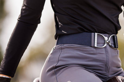 Huston x Ellany - Navy - 2" Gunmetal Stirrup Equestrian Elastic Belt