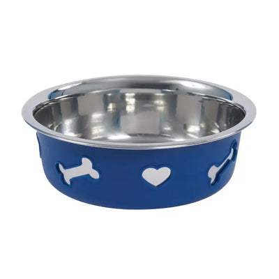 WEATHERBEETA  Non-Slip Stainless Steel Silicone Bone Dog Bowl