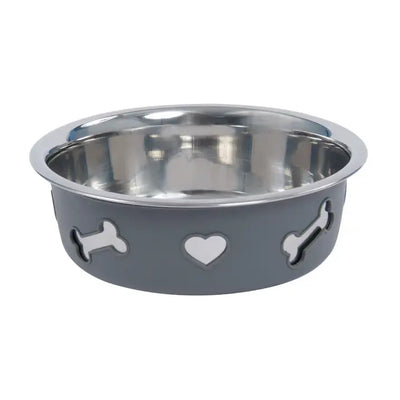 WEATHERBEETA  Non-Slip Stainless Steel Silicone Bone Dog Bowl