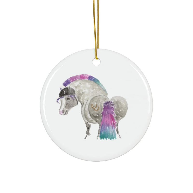 SonaEquestrian Adorable Chubby Ponies Holiday Ornament