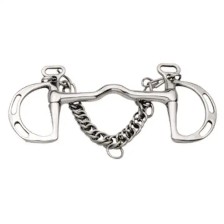 KORSTEEL  Stainless Steel Cambridge Mouth Slotted Ring Kimblewick Bit