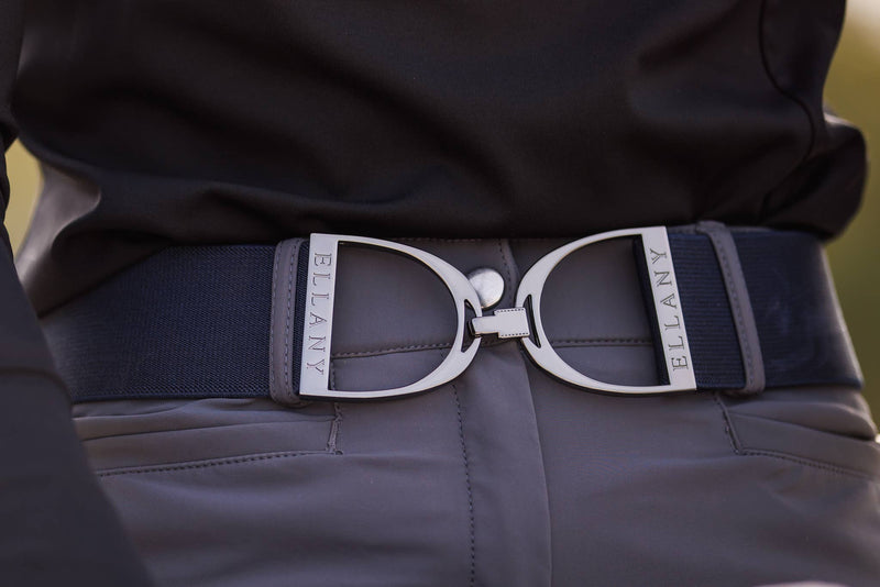 Huston x Ellany - Navy - 2" Gunmetal Stirrup Equestrian Elastic Belt