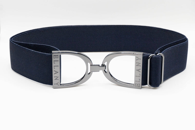 Huston x Ellany - Navy - 1.5" Gunmetal Stirrup Elastic Belt