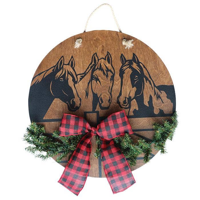 Kelley and Company - Holiday Horse Trio Door Hanger