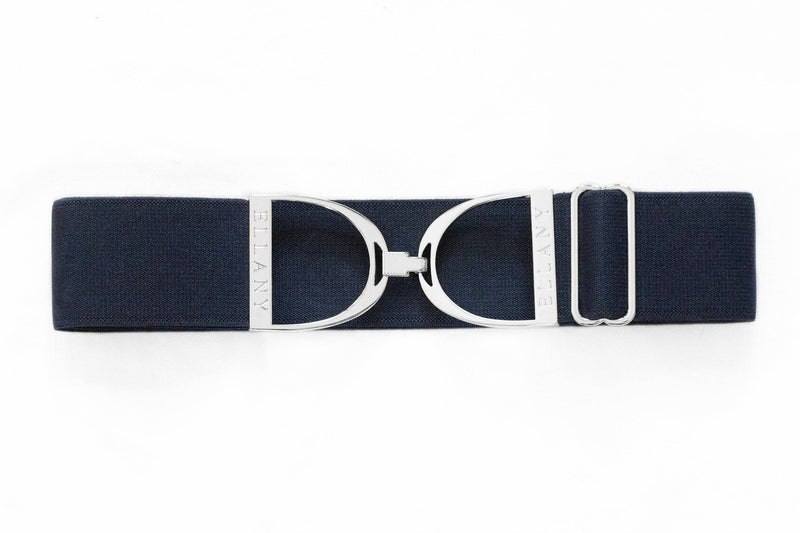 Huston x Ellany - Navy - 2" Silver Stirrup Elastic Belt