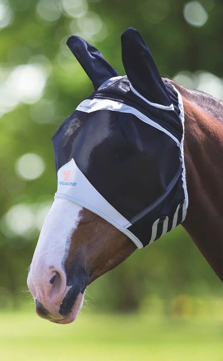 Shires FlyGuard Pro Fine Mesh Fly Mask with Ear- Black