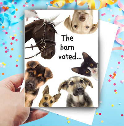 Horse Hollow Press - Horse Birthday Card: The Barn Voted