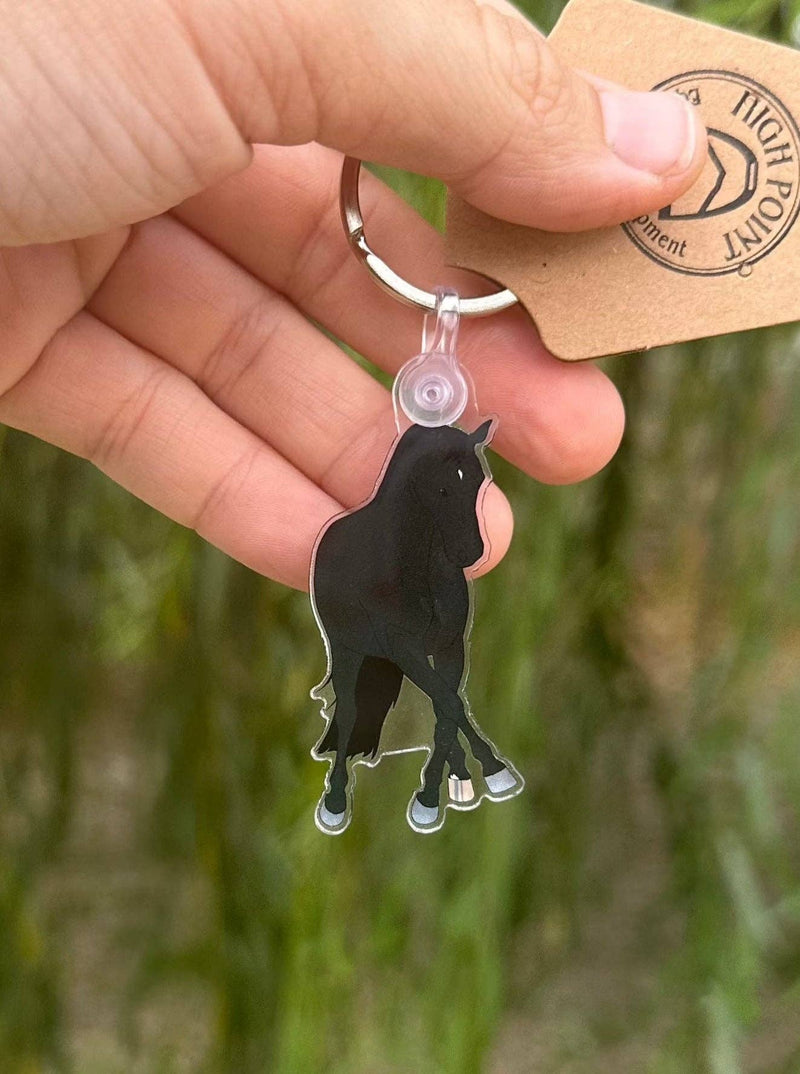 High Point Equestrian Equipment - Dressage Horse Keychain: Black