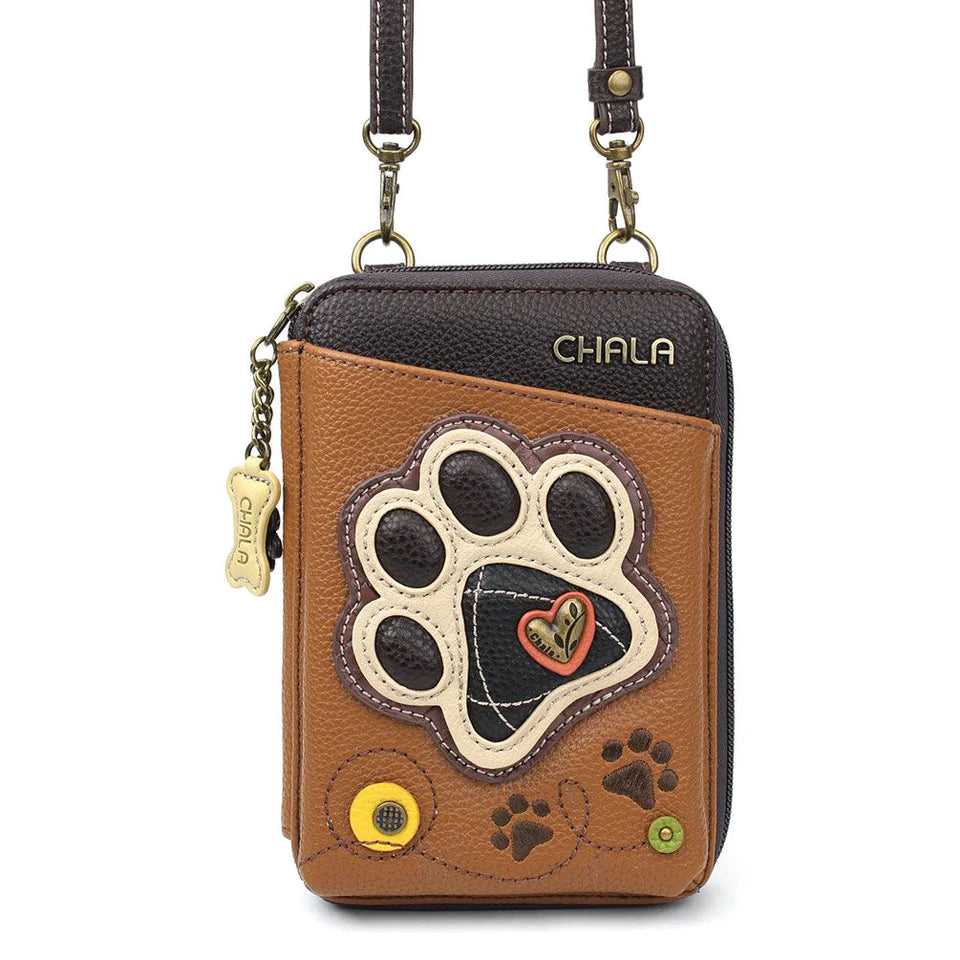 Chala Wallet Crossbody Paw Print Brown