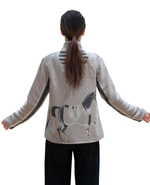 Winding River - Equestrian Tan / Gray Trotter Reversible Zipper Sweater