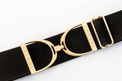 Huston x Ellany - Black - 2" Gold Stirrup Equestrian Elastic Belt