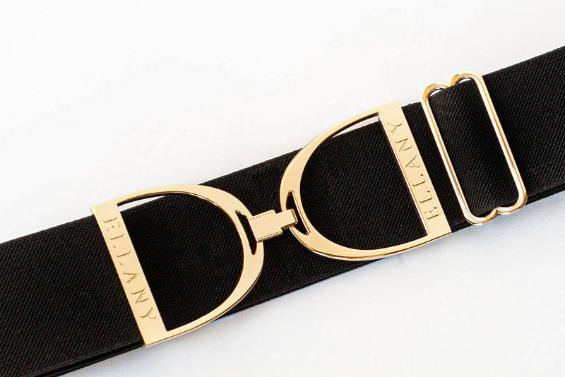 Huston x Ellany - Black - 2" Gold Stirrup Equestrian Elastic Belt