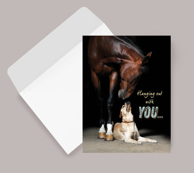 Horse Hollow Press - Horse Dog Thinking of You Card: Hanging Out With You!
