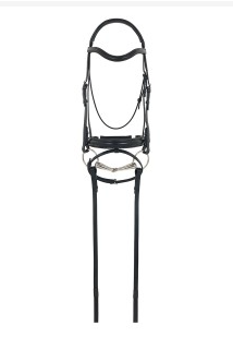 Camelot Gold RCS Crank Flash Dressage Bridle Black Horse