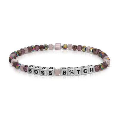 Colorful Words Crystal Beaded Stretch Bracelet