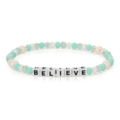 Colorful Words Crystal Beaded Stretch Bracelet