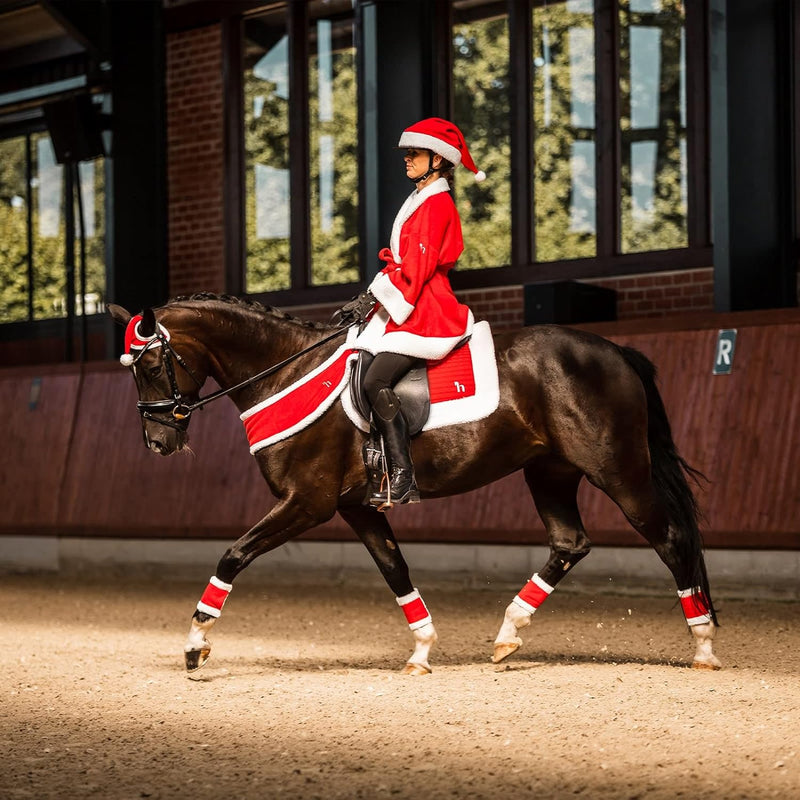 HORZE Christmas Santa Horse Harness with Faux Fur Trim