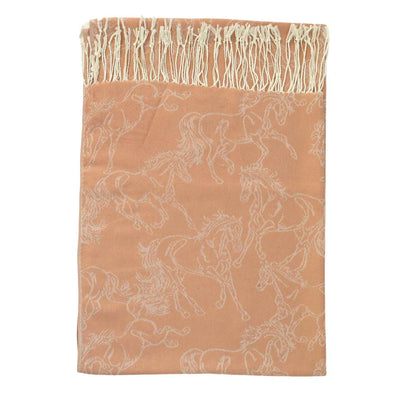 AWST Lila Linear Horses Pashmina Scarf