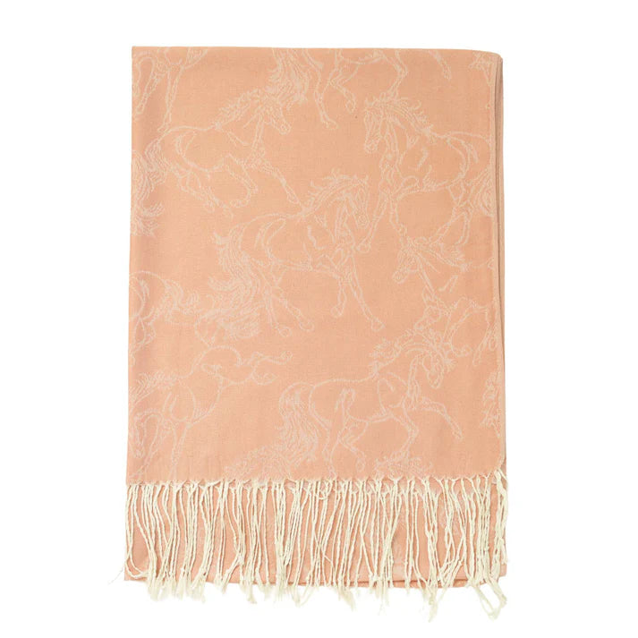 AWST Lila Linear Horses Pashmina Scarf