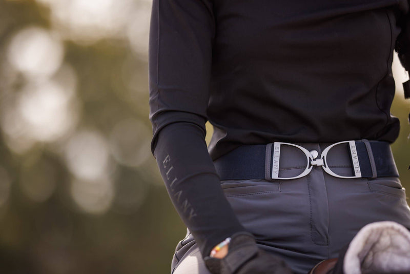 Huston x Ellany - Navy - 2" Gunmetal Stirrup Equestrian Elastic Belt