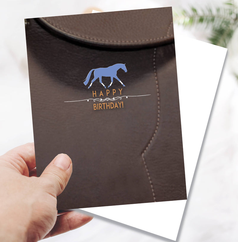 Horse Hollow Press - Horse Birthday Card: Happy Birthday With Leather Background