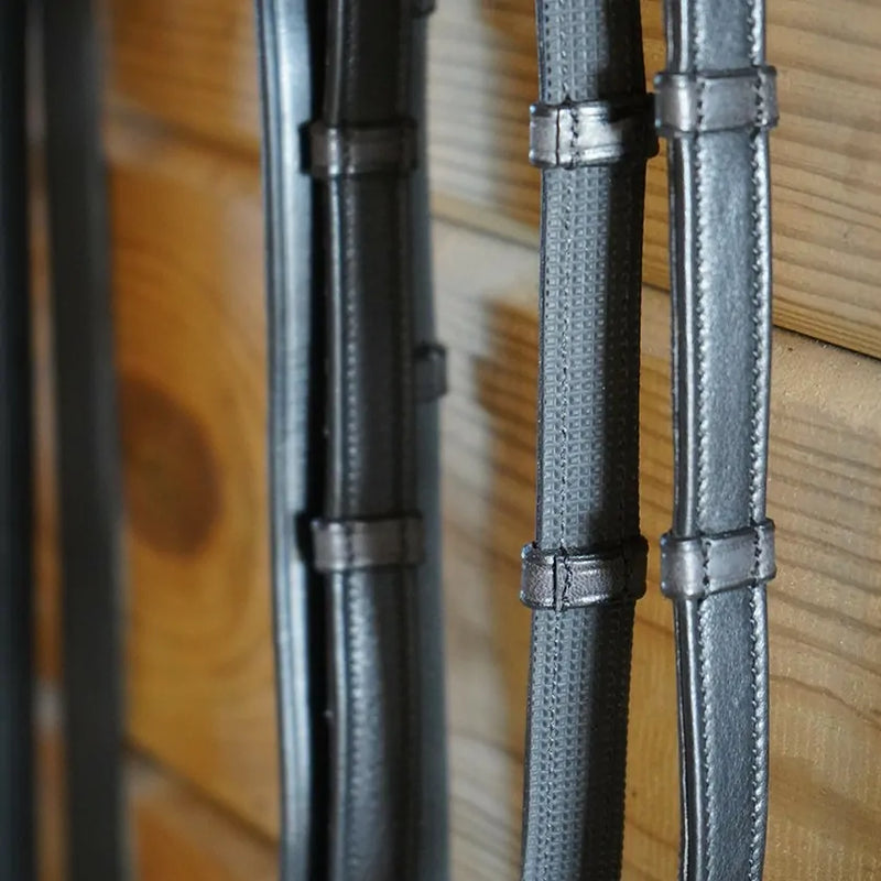 Antares Leather Half Grip Dressage Reins - Full