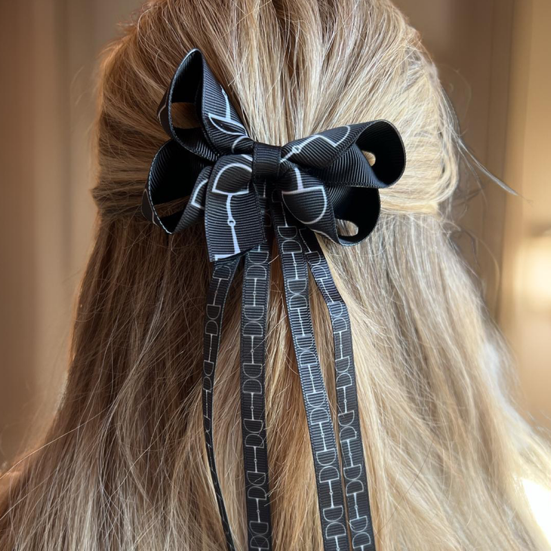 Westrian International - Equestrian Blue Ribbon Snaffle Bit Hair Bow Clip