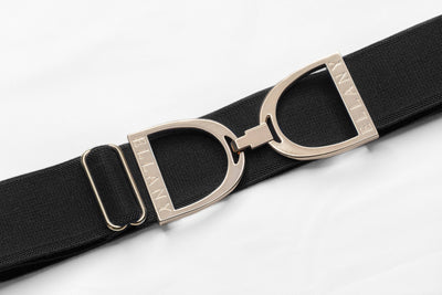 Huston x Ellany - Navy - 1.5" Gold Stirrup Equestrian Elastic Belt