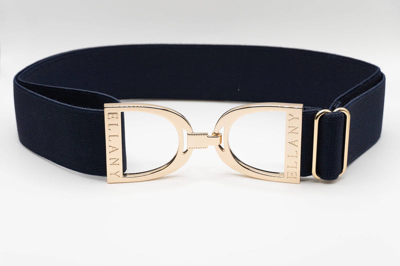 Huston x Ellany - Navy - 1.5" Gold Stirrup Equestrian Elastic Belt