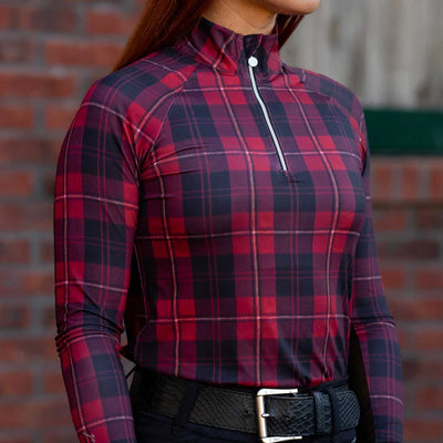 Dapplebay Holiday Plaid 1/4 Zip Riding Top