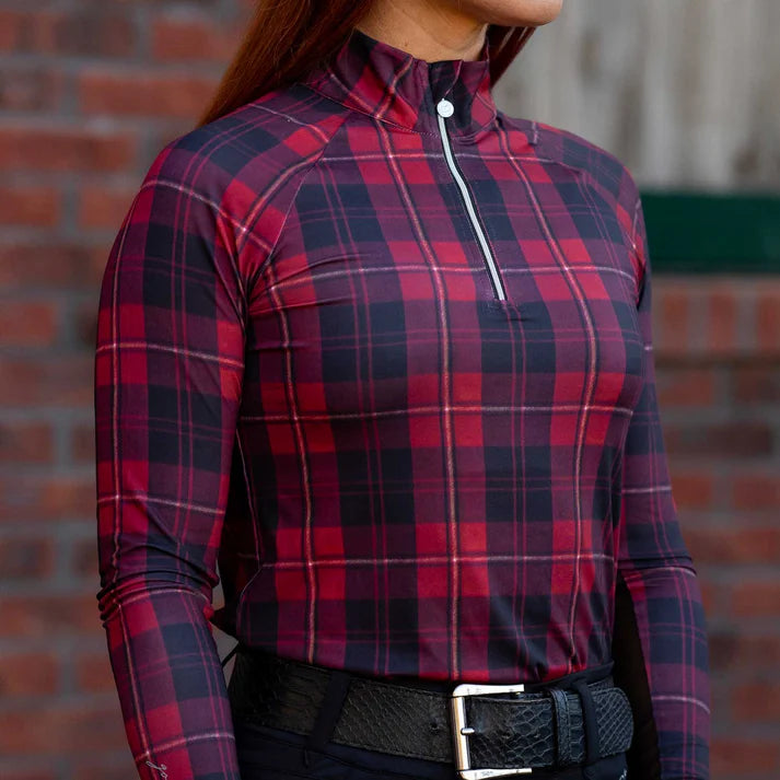 Dapplebay Holiday Plaid 1/4 Zip Riding Top
