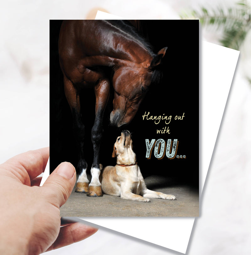 Horse Hollow Press - Horse Dog Thinking of You Card: Hanging Out With You!