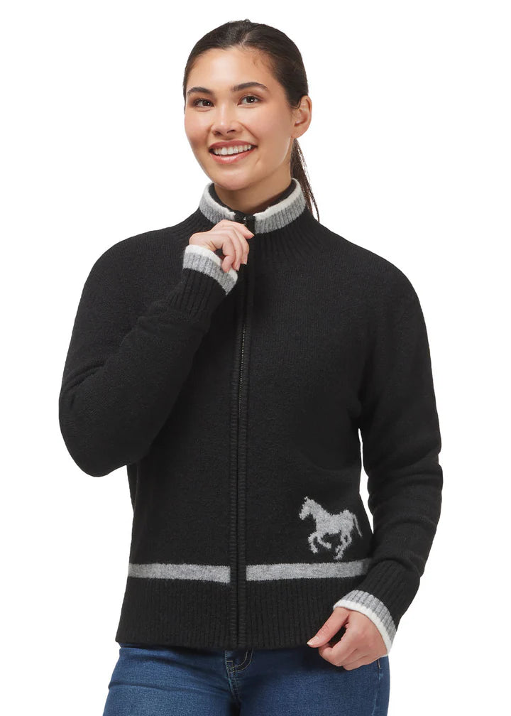 EQL Full Zip Varsity Horse Sweater FW24