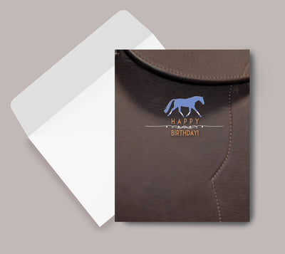 Horse Hollow Press - Horse Birthday Card: Happy Birthday With Leather Background