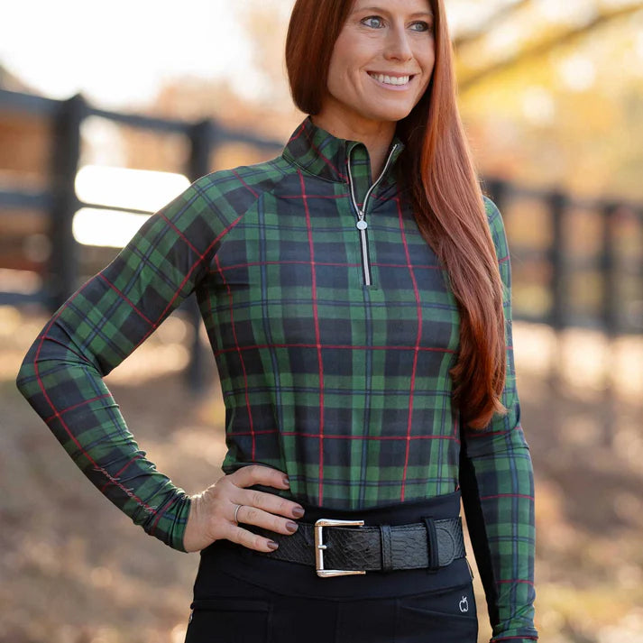 Dapplebay Holiday Plaid 1/4 Zip Riding Top