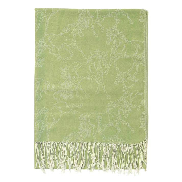 AWST Lila Linear Horses Pashmina Scarf