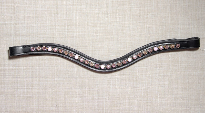 Red Barn Curved Rose Pearl Browband Black Full