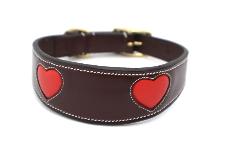 KL Select Red Heart Dog Collar- Brown