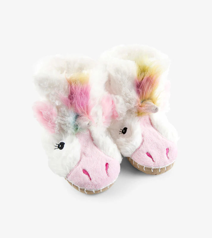 LBH Kids Unicorn Fuzzy Slouch Slippers