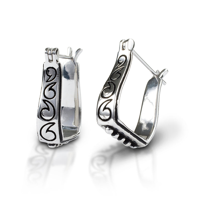 Kelly Herd Engraved Stirrup Earring - Sterling Silver