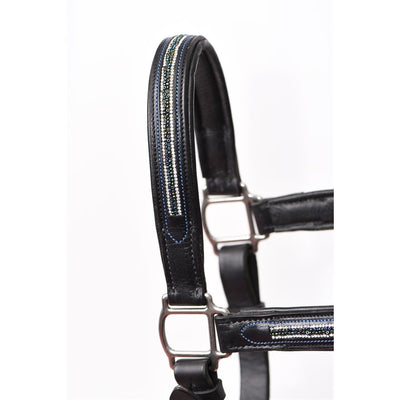 Perri's Multi Bling Black Padded Leather Halter