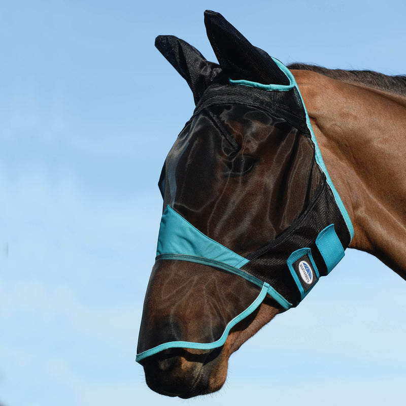 Weatherbeeta Comfitec Fine Mesh Mask With Ears & Nose Black/Turquoise Mini