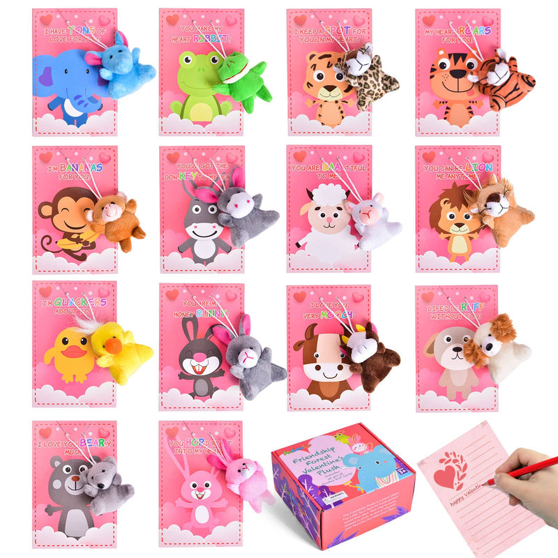 Fun Little Toys - 56 Pcs Animal Plush Toy Set with Valentines Day Cards