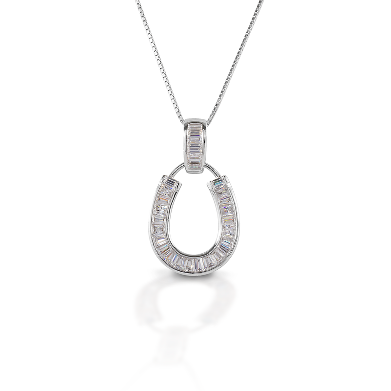 Kelly Herd Baguette Horseshoe Necklace - Sterling Silver
