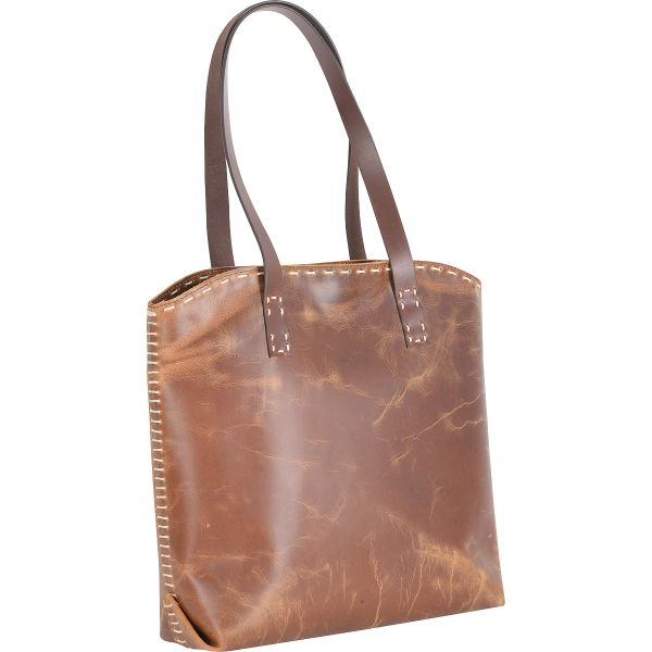 Cashel Distressed Leather Buckstitched Tote