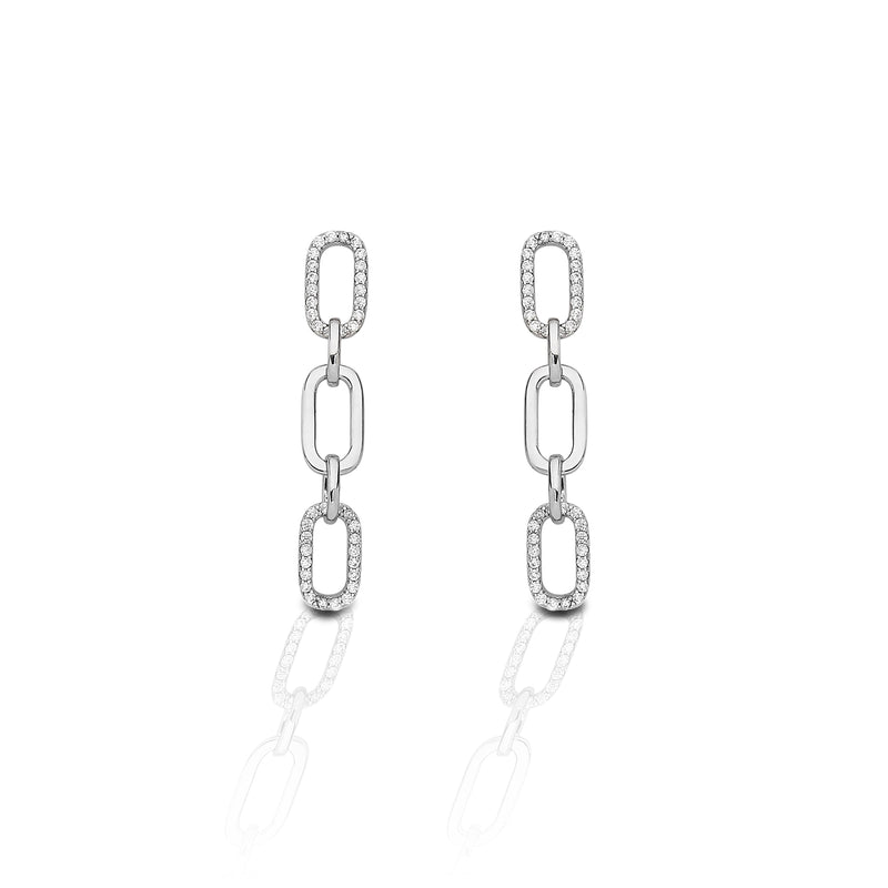 Kelly Herd 3 Link Paper Clip Earrings - Sterling Silver