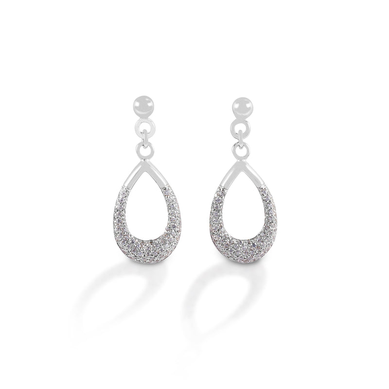 Kelly Herd Clear Teardrop Dangle Earrings - Sterling Silver