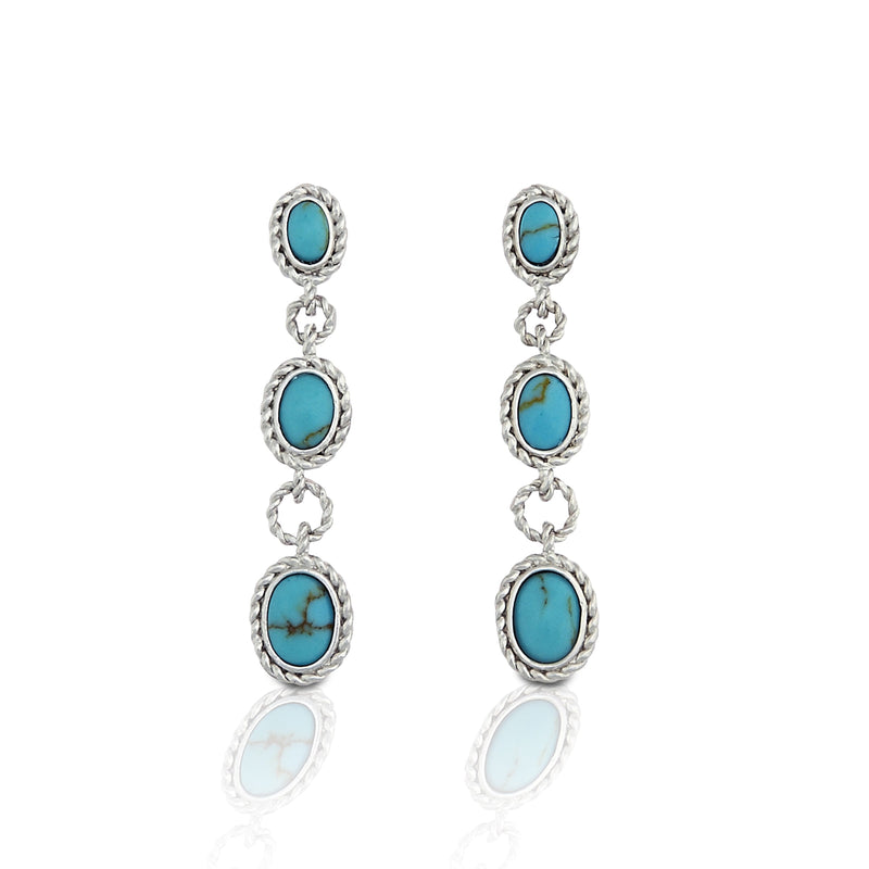 Kelly Herd Turquoise Drop Earrings - Sterling Silver