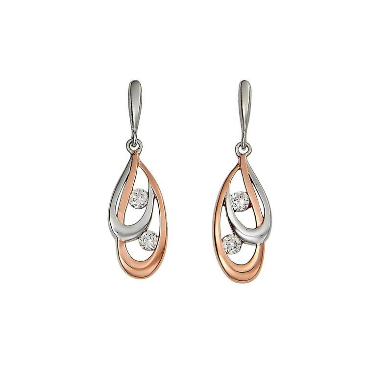 Kelly Herd Rose Gold and Silver Double Teardrop Earring - Sterling Silver